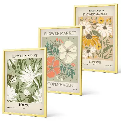 Set de tablouri pentru dormitor cu motive florale din orașe ale lumii
