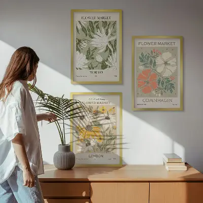 Set de tablouri pentru dormitor cu motive florale din orașe ale lumii