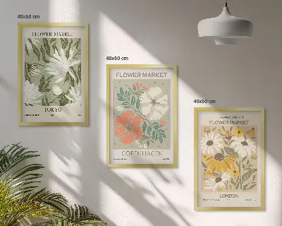 Set de tablouri pentru dormitor cu motive florale din orașe ale lumii