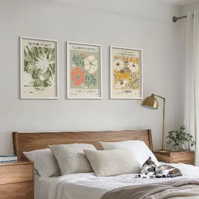 Set de tablouri pentru dormitor cu motive florale din orașe ale lumii