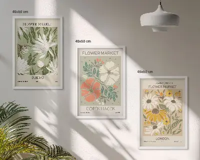 Set de tablouri pentru dormitor cu motive florale din orașe ale lumii