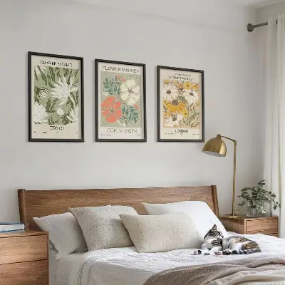 Set de tablouri pentru dormitor cu motive florale din orașe ale lumii