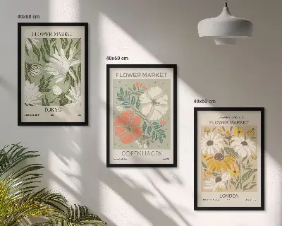 Set de tablouri pentru dormitor cu motive florale din orașe ale lumii