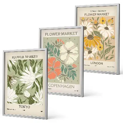 Set de tablouri pentru dormitor cu motive florale din orașe ale lumii