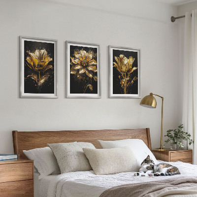 Set tablouri decorative Flori galbene pe un fundal întunecat