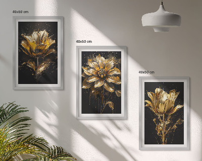 Set tablouri decorative Flori galbene pe un fundal întunecat
