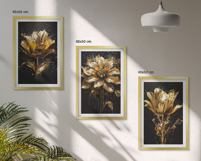 Set tablouri decorative Flori galbene pe un fundal întunecat