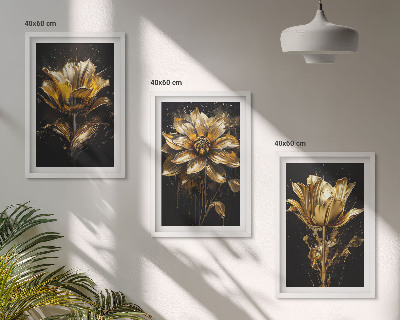 Set tablouri decorative Flori galbene pe un fundal întunecat