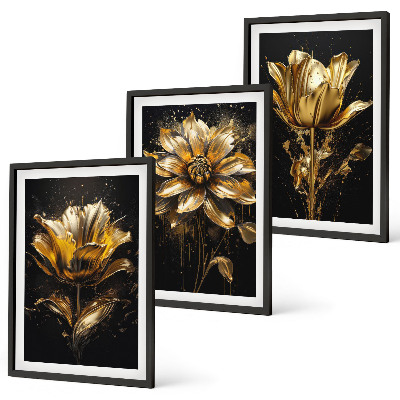 Set tablouri decorative Flori galbene pe un fundal întunecat