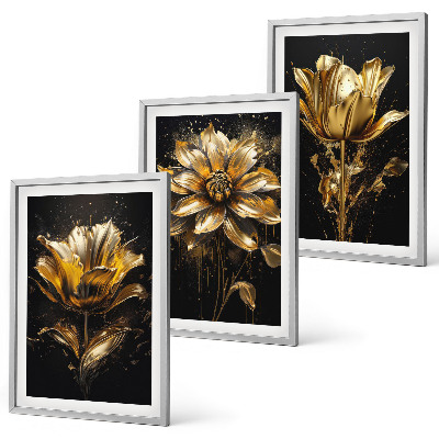Set tablouri decorative Flori galbene pe un fundal întunecat