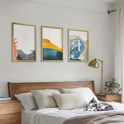 Set tablouri pentru dormitor Valuri de stil grafic japonez