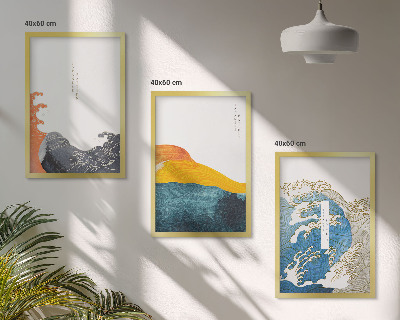 Set tablouri pentru dormitor Valuri de stil grafic japonez