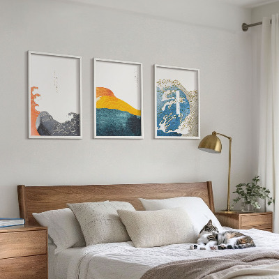 Set tablouri pentru dormitor Valuri de stil grafic japonez
