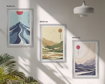 Set tablouri pentru dormitor Munți pastelați în stil japonez