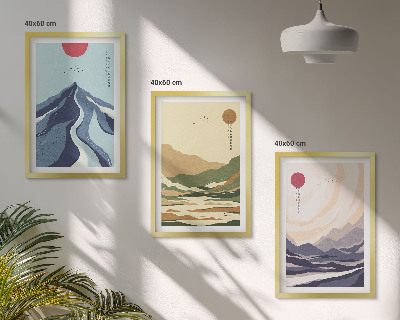 Set tablouri pentru dormitor Munți pastelați în stil japonez