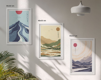 Set tablouri pentru dormitor Munți pastelați în stil japonez