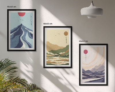 Set tablouri pentru dormitor Munți pastelați în stil japonez
