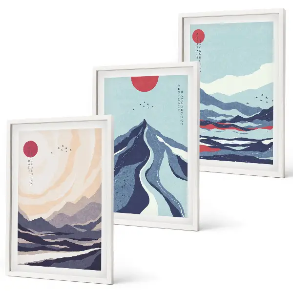 Set tablouri pentru dormitor cu munți japonezi abstracți