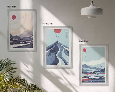 Set tablouri pentru dormitor Munți japonezi abstracti