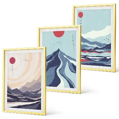 Set tablouri pentru dormitor cu munți japonezi abstracți