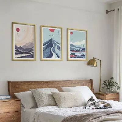 Set tablouri pentru dormitor cu munți japonezi abstracți