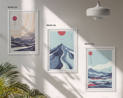 Set tablouri pentru dormitor Munți japonezi abstracti