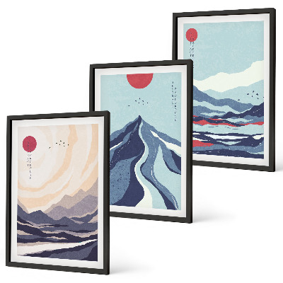 Set tablouri pentru dormitor Munți japonezi abstracti