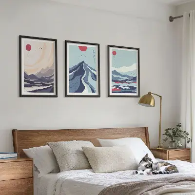 Set tablouri pentru dormitor cu munți japonezi abstracți