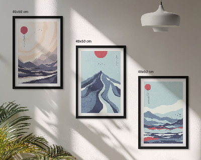 Set tablouri pentru dormitor Munți japonezi abstracti