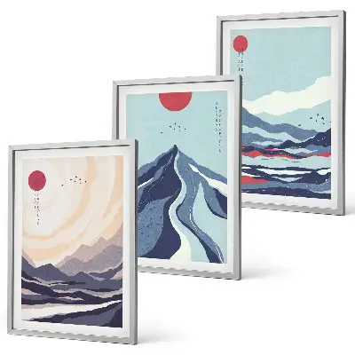 Set tablouri pentru dormitor cu munți japonezi abstracți