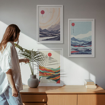 Set tablouri pentru dormitor Abstracțiuni montane japoneze