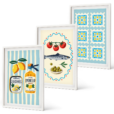 Set tablouri decorative Ilustrații de bucătărie în stil mediteranean