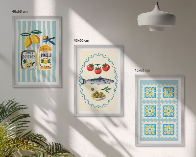 Set tablouri decorative Ilustrații de bucătărie în stil mediteranean
