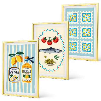 Set tablouri decorative Ilustrații de bucătărie în stil mediteranean