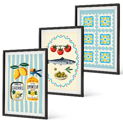 Set tablouri decorative Ilustrații de bucătărie în stil mediteranean