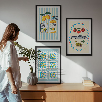Set tablouri decorative Ilustrații de bucătărie în stil mediteranean