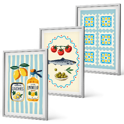 Set tablouri decorative Ilustrații de bucătărie în stil mediteranean