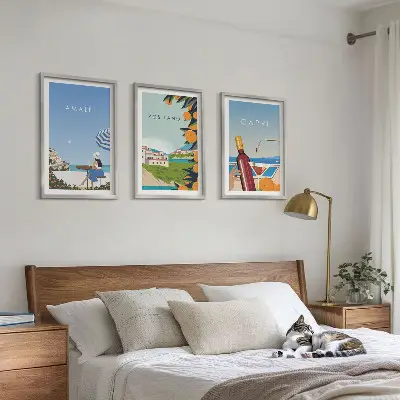 Set de tablouri pentru dormitor cu peisaje din Amalfi, Positano și Capri