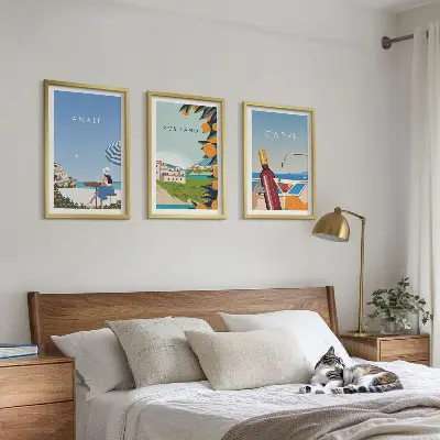 Set de tablouri pentru dormitor cu peisaje din Amalfi, Positano și Capri