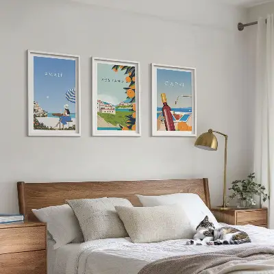Set de tablouri pentru dormitor cu peisaje din Amalfi, Positano și Capri