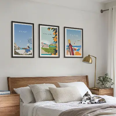 Set de tablouri pentru dormitor cu peisaje din Amalfi, Positano și Capri