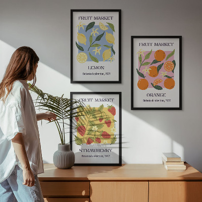 Set tablouri decorative Postere cu fructe, lămâi, căpșuni