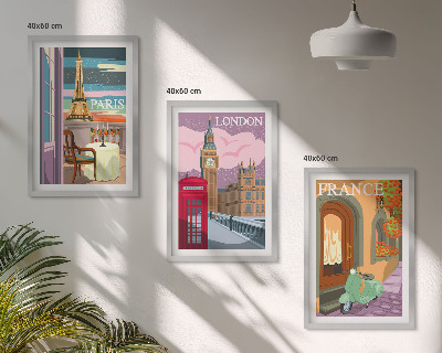 Set tablouri pentru dormitor Vederi Paris Londra retro