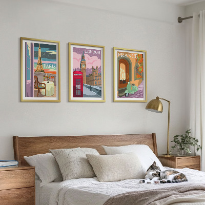 Set tablouri pentru dormitor Vederi Paris Londra retro