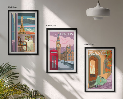 Set tablouri pentru dormitor Vederi Paris Londra retro