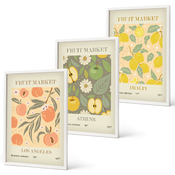 Set tablouri pentru dormitor Postere retro cu modele de fructe