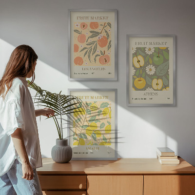 Set tablouri pentru dormitor Postere retro cu modele de fructe