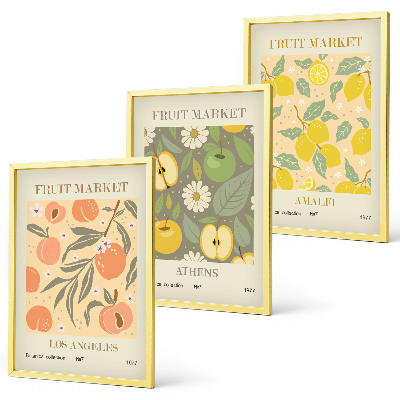 Set tablouri pentru dormitor Postere retro cu modele de fructe