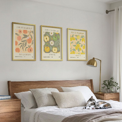 Set tablouri pentru dormitor Postere retro cu modele de fructe