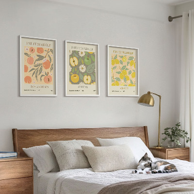 Set tablouri pentru dormitor Postere retro cu modele de fructe